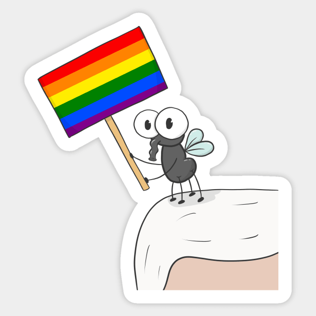 Pride Flag Fly on Mike Pence's Head Sticker by kiramrob